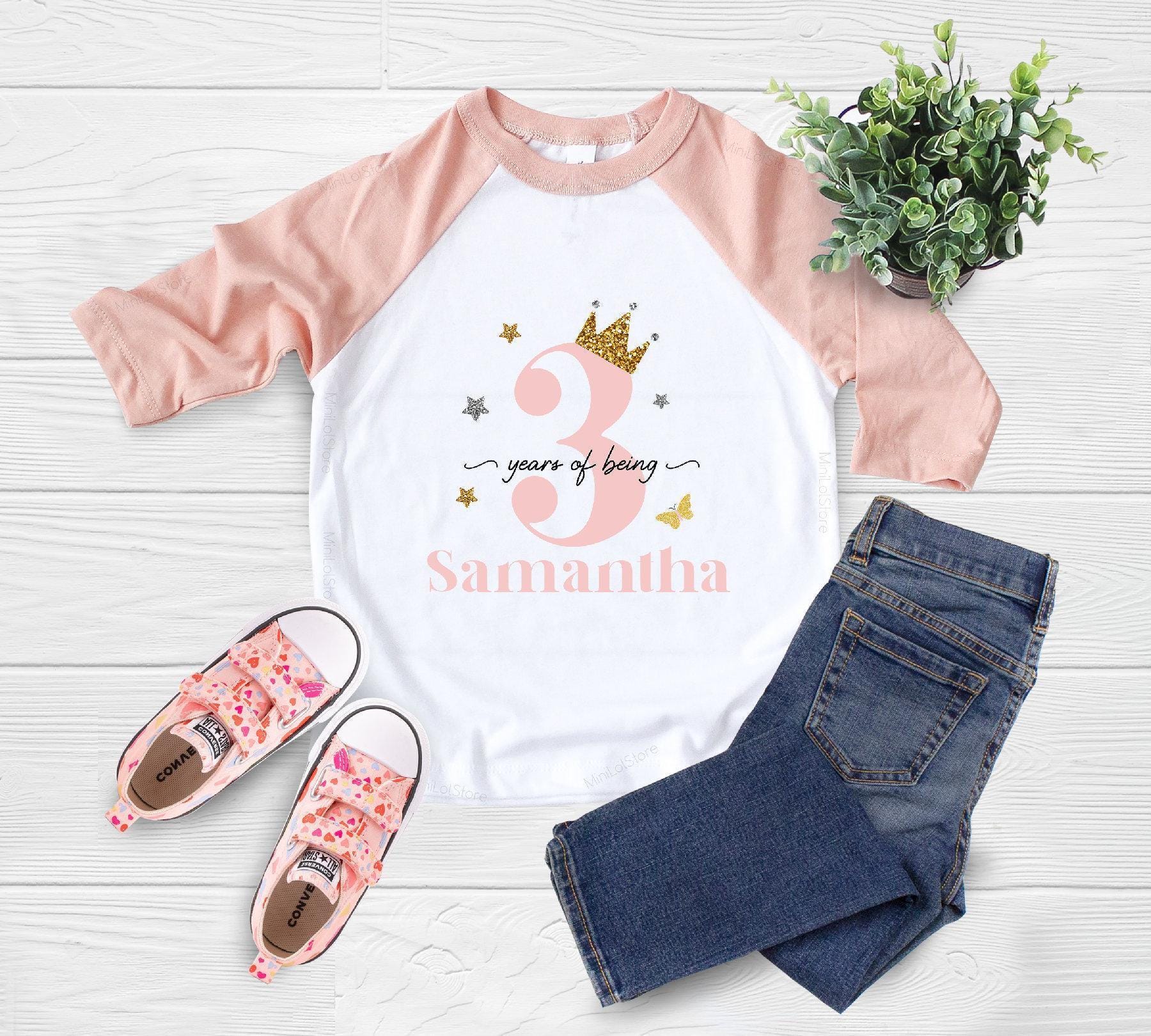 3rd Birthday Three Quarter Kids Shirt birthday product image 1