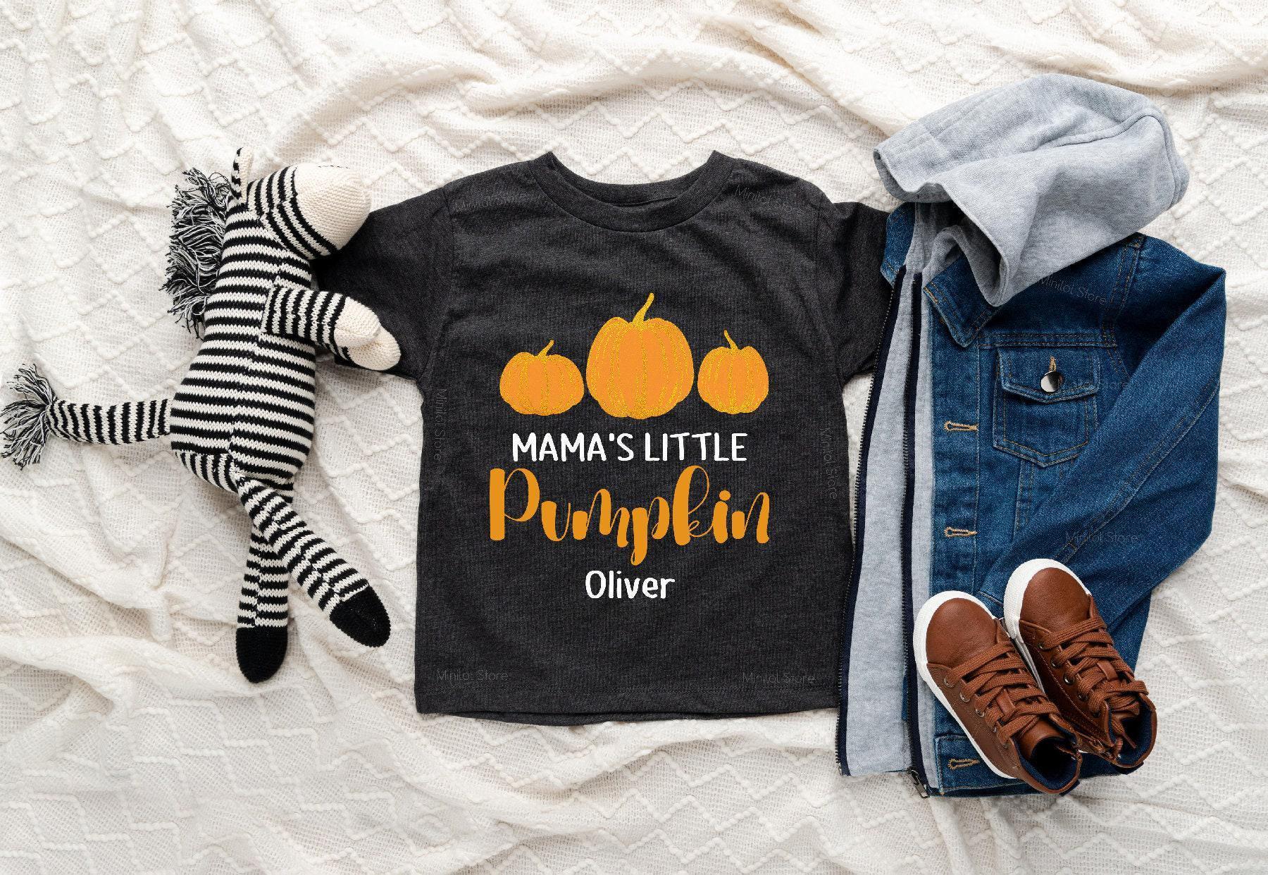Alternate baby or kids garment view for Mama's Little Pumpkin Fall Toddler Shirt