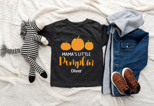 Alternate baby or kids garment view for Mama's Little Pumpkin Fall Toddler Shirt