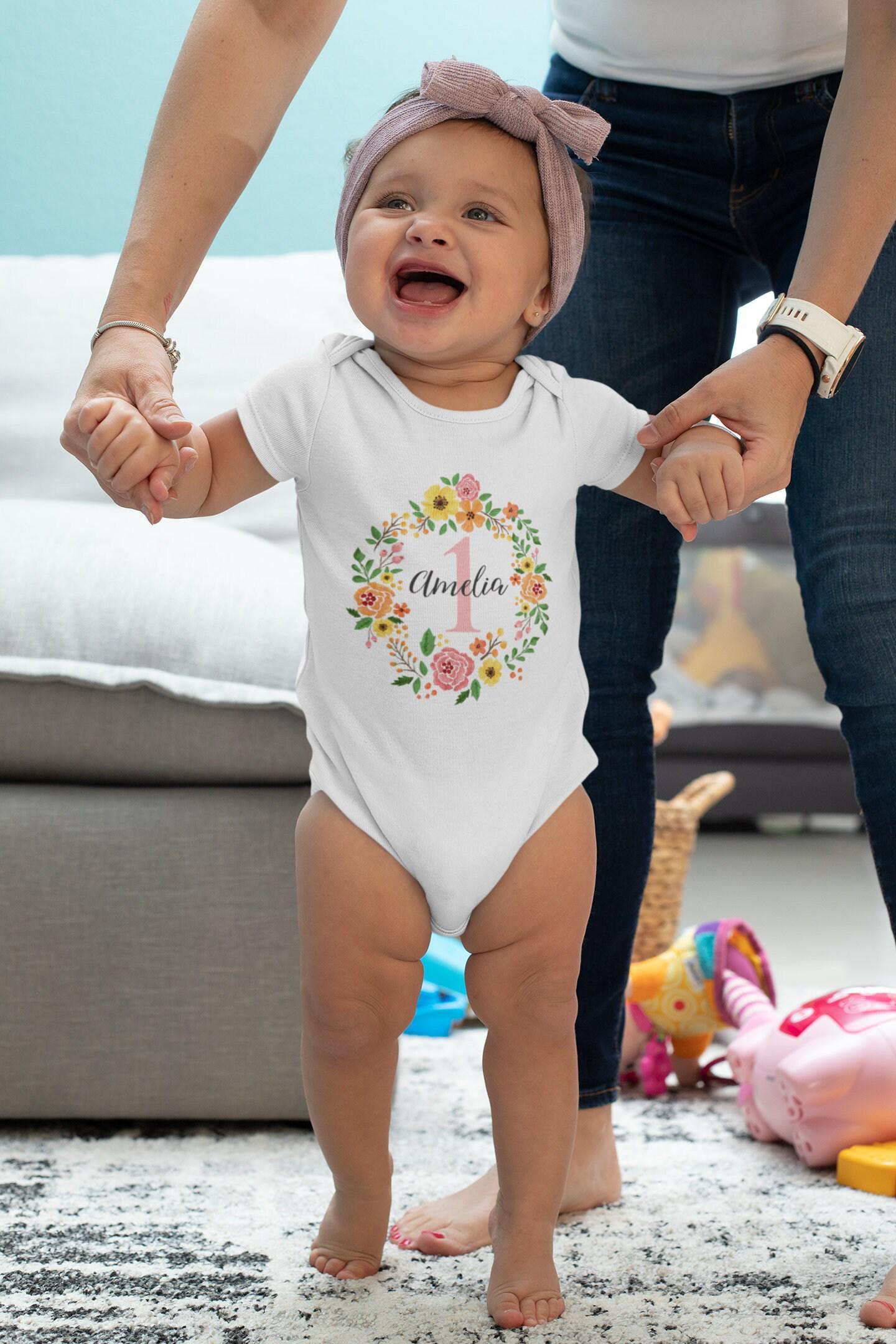Personalized Floral First Birthday Shirt birthday product image 4