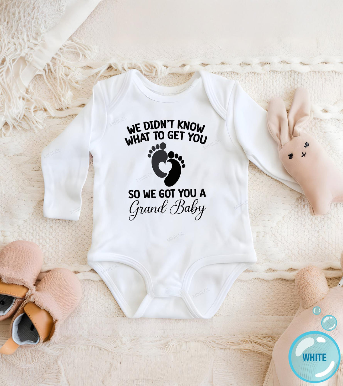 We Got You a Grandbaby typographic design on Baby Short Sleeve Onesie®