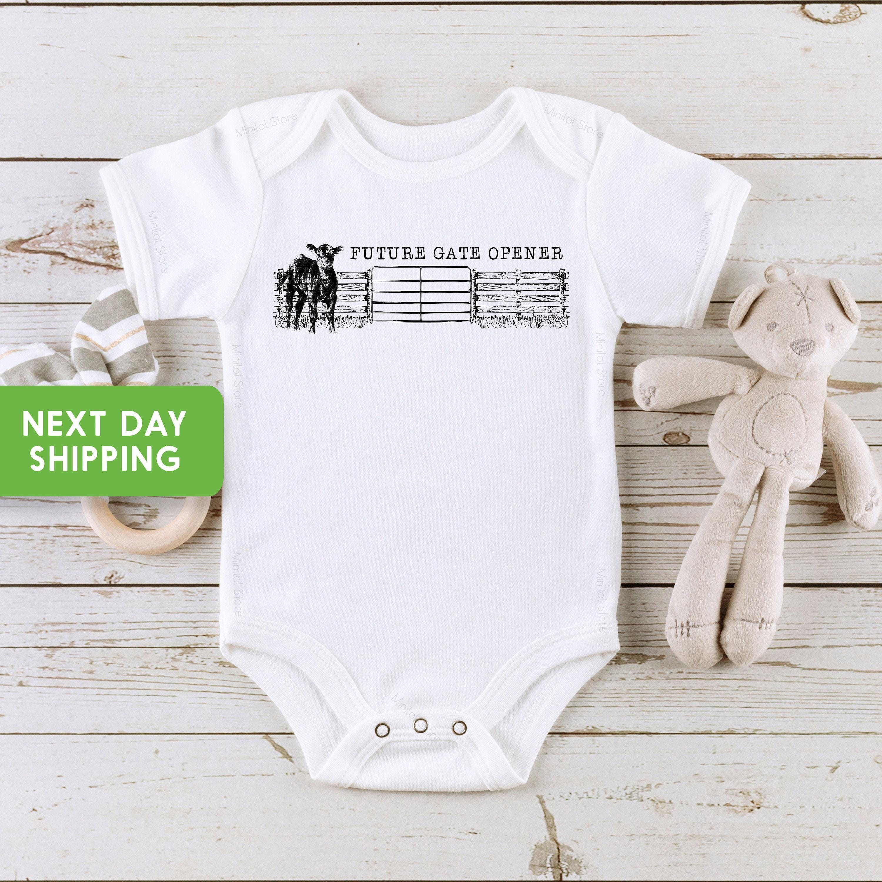 Main pregnancy announcement product mockup for Future Gate Opener Pregnancy Announcement Baby Announcement Onesie®