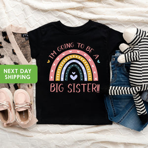 I'm Going to Be a Big Sister typographic design on Baby Short Sleeve Onesie®