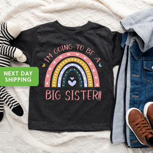 I'm Going to Be a Big Sister typographic design on Baby Short Sleeve Onesie®