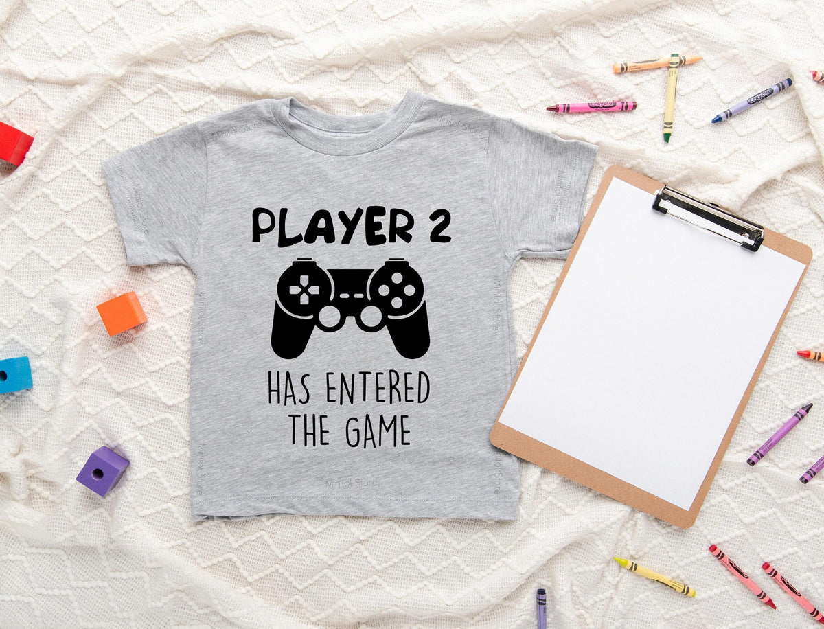 Player 2 Entered the Game game controller design on Baby Short Sleeve Onesie®