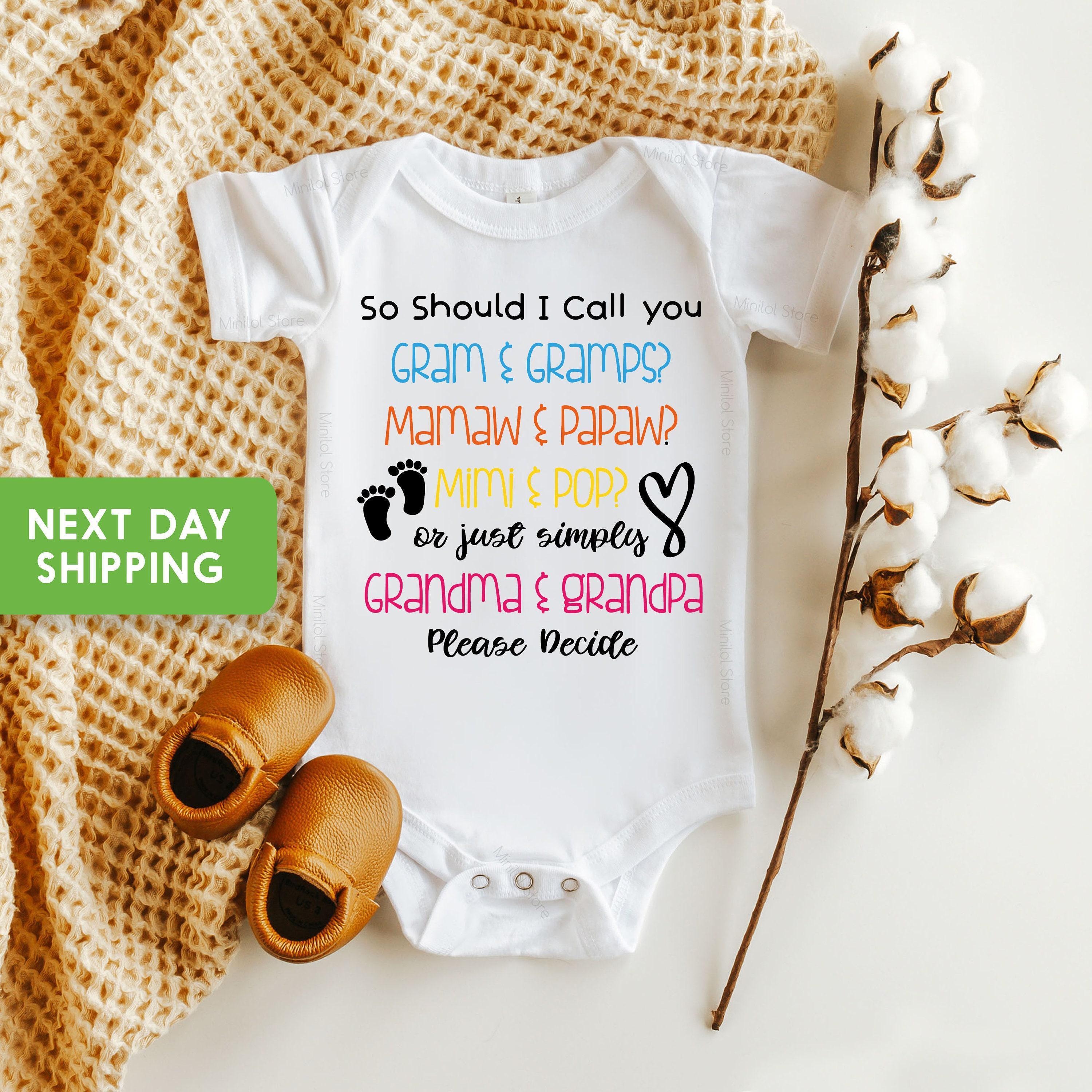 Close-up of the Should I Call You ® Grandparents Reveal ® Grandma & Grandpa Announcement baby announcement design