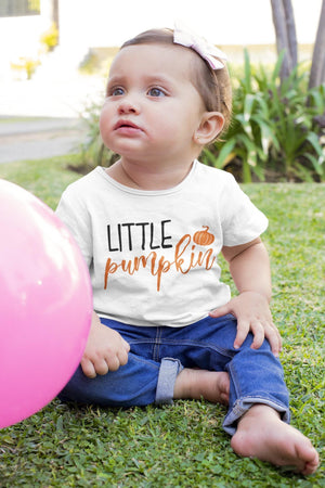 Close-up of the Little Pumpkin fall apparel design