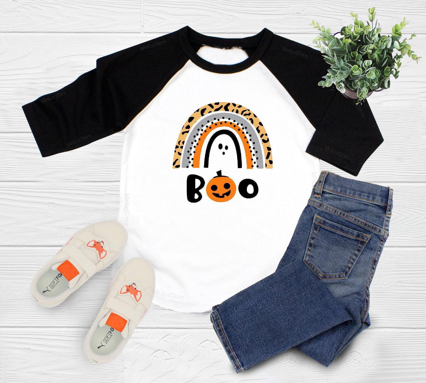 Main product mockup of Boo Rainbow Halloween Kids Shirt