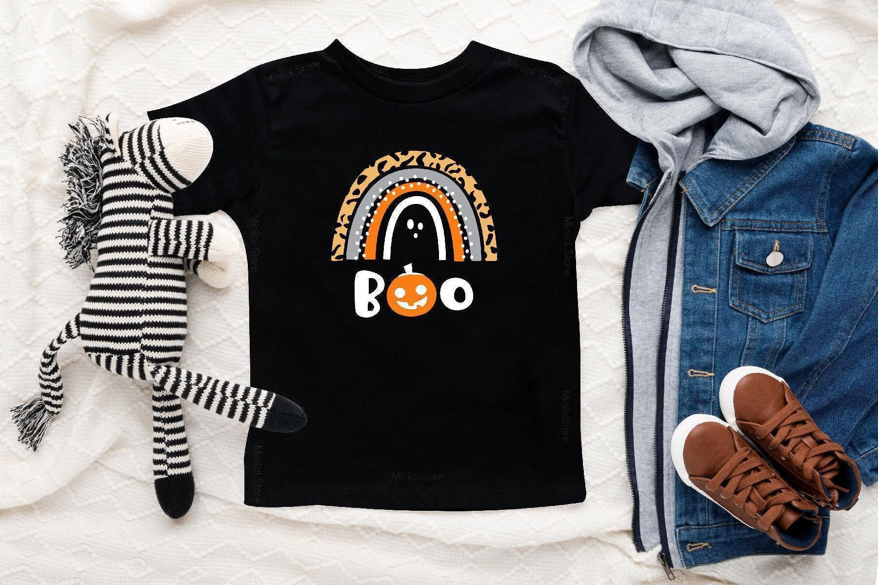 Lifestyle mockup featuring Boo Rainbow Halloween Kids Shirt