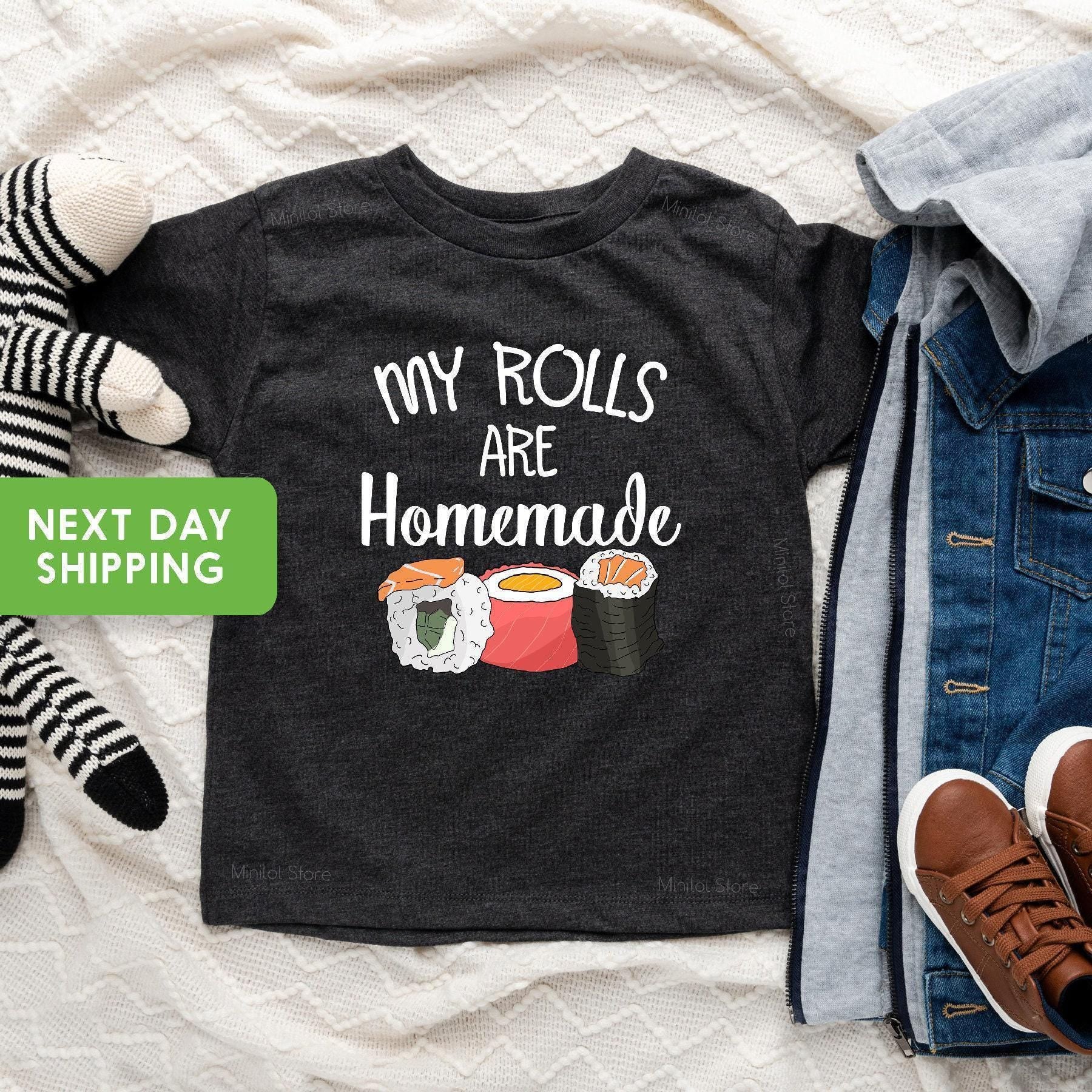 Lifestyle mockup featuring My Rolls Are Homemade Thanksgiving Baby Onesie®