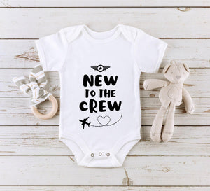 New to the Crew Airplane airplane design on Baby Short Sleeve Onesie®