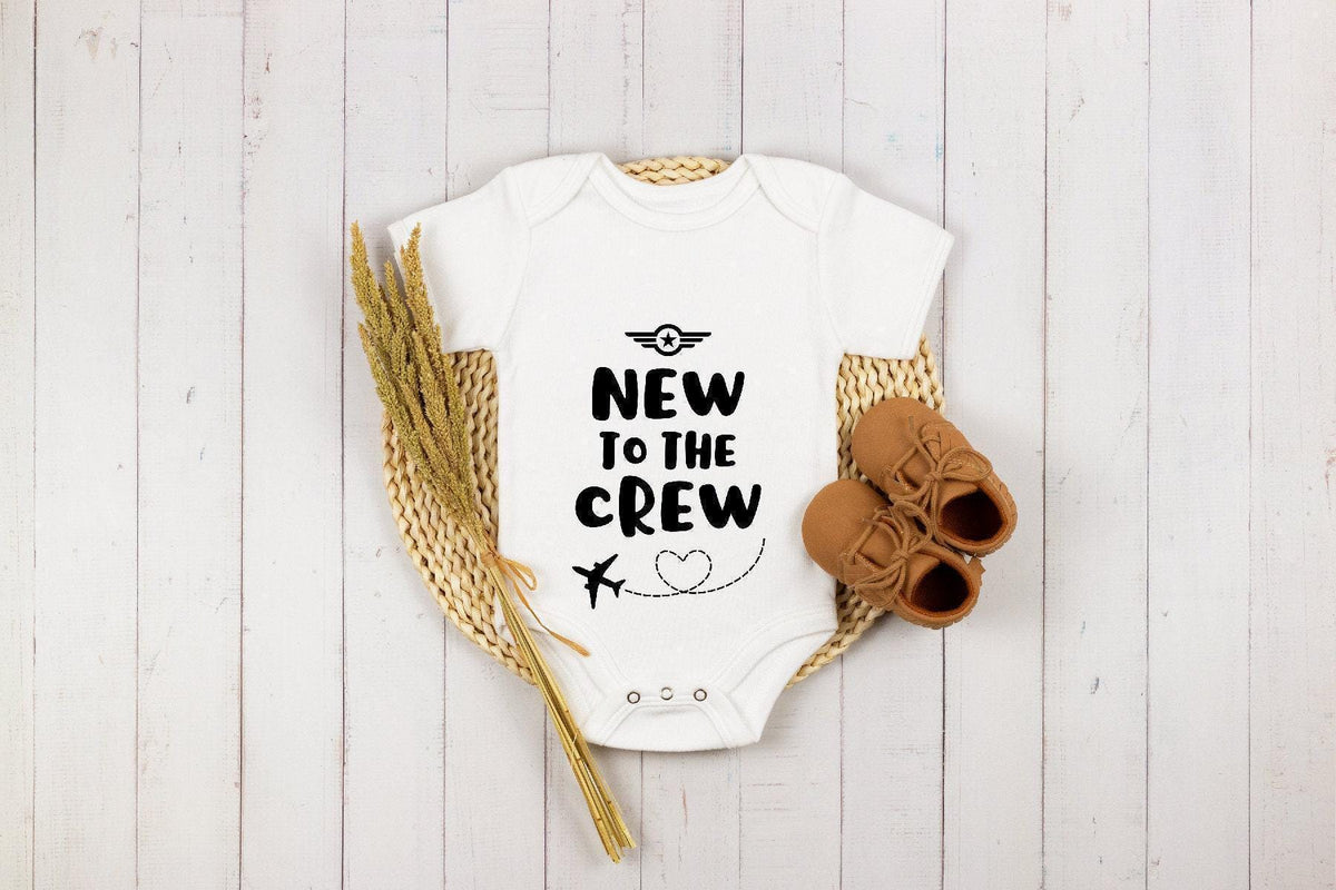 New to the Crew Airplane airplane design on Baby Short Sleeve Onesie®