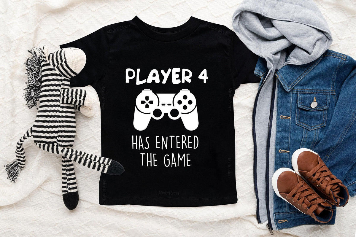 Player 4 Entered the Game game controller design on Baby Short Sleeve Onesie®