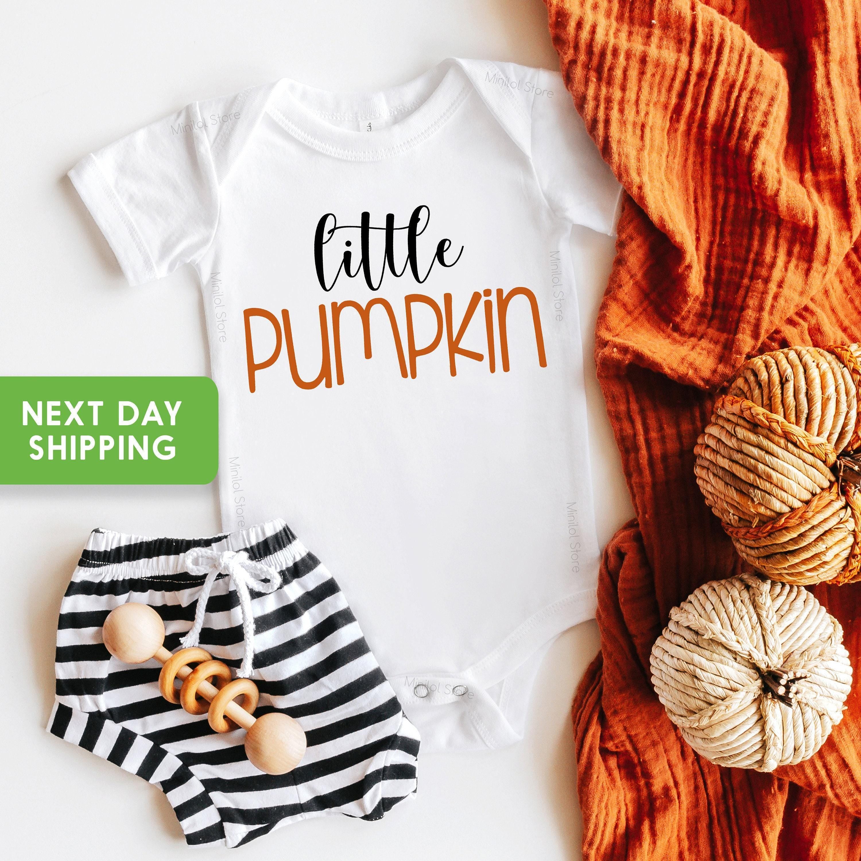 Main product mockup of Little Pumpkin Fall Baby Onesie® – Style 2