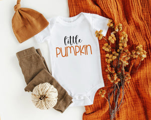 Close-up of the Little Pumpkin fall apparel design