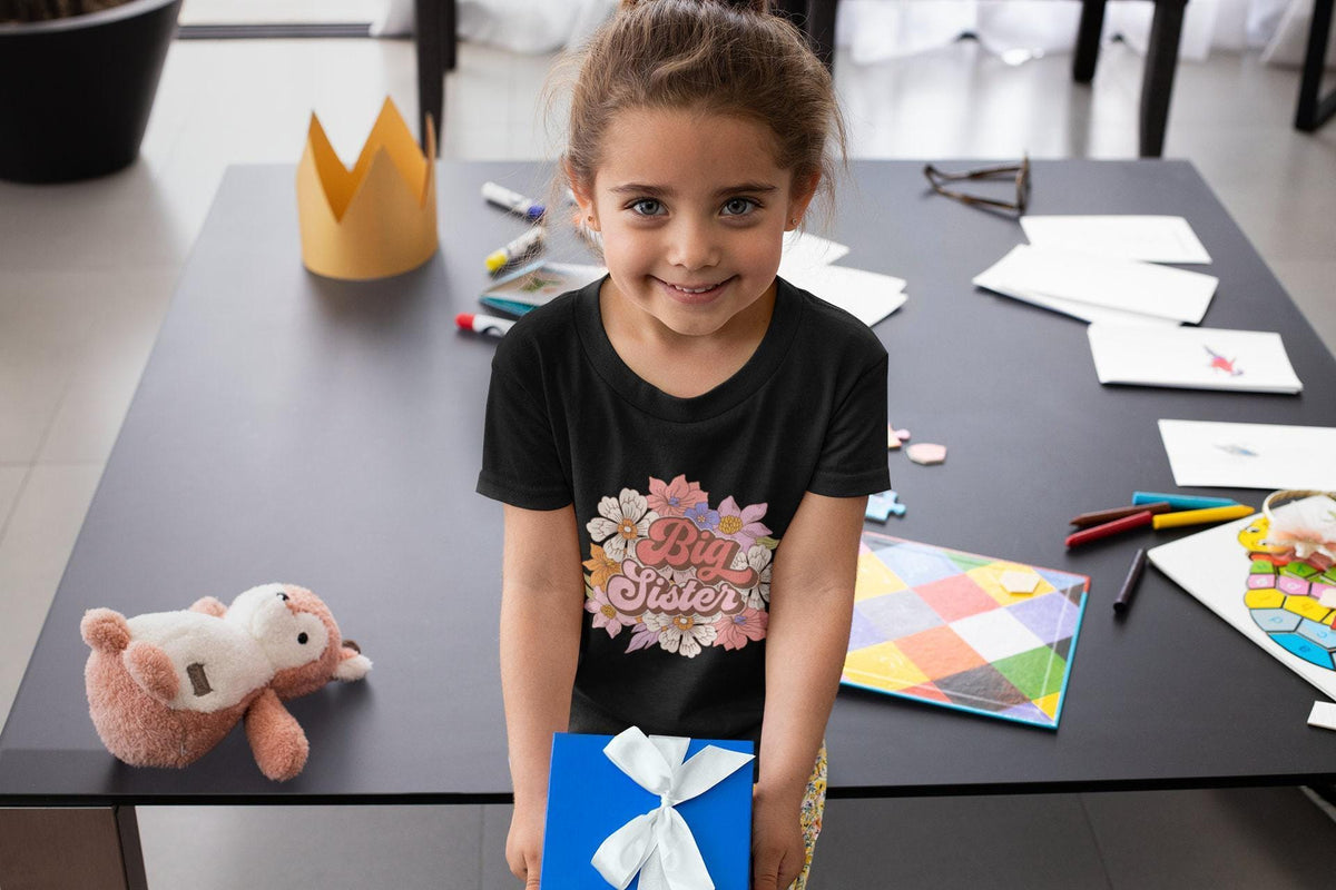 Big Sis Sister Pregnancy Announcement typographic design on Baby Short Sleeve Onesie®