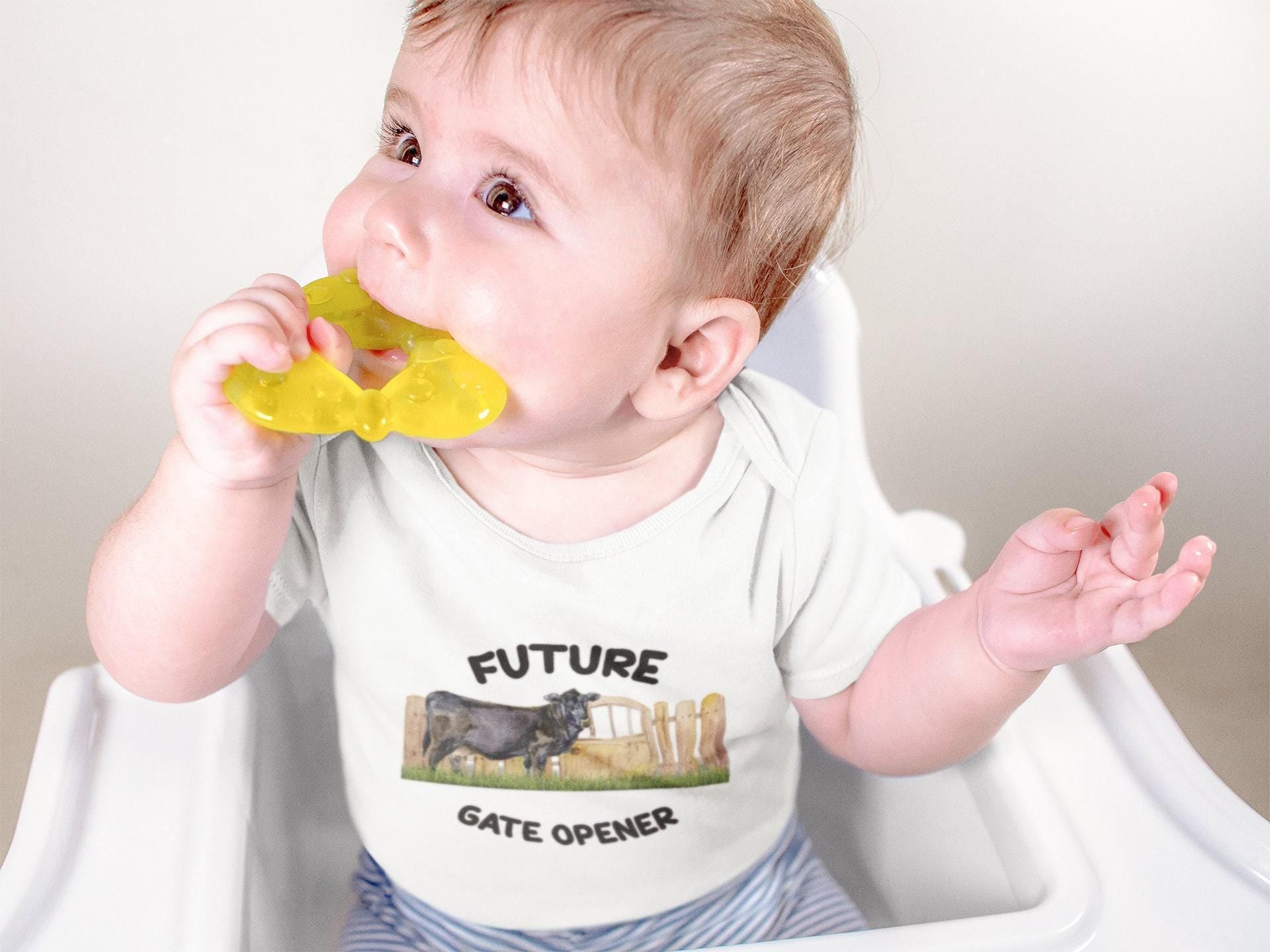 Close-up of the Future Gate Opener baby announcement design
