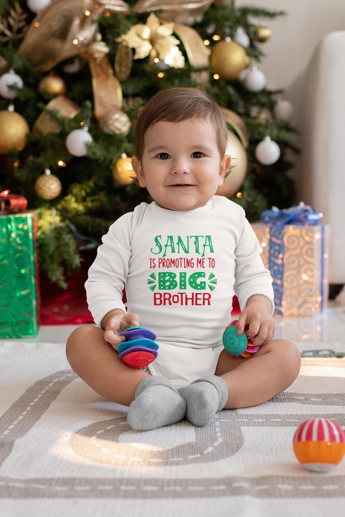 Promoted to Big Brother typographic design on Baby Short Sleeve Onesie®