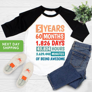 5 Years of Being Awesome Birthday Shirt birthday product image 4