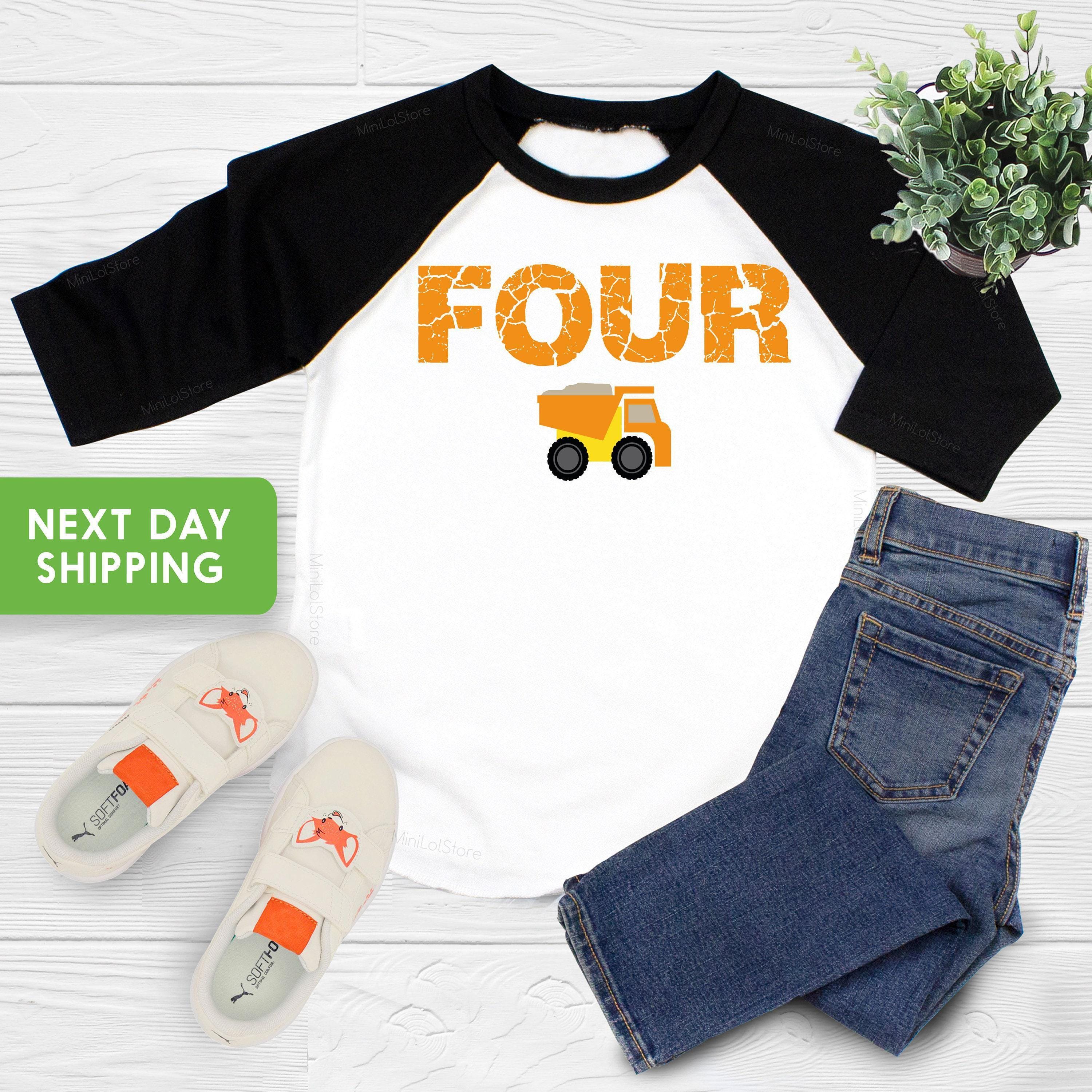 Construction Fourth Birthday Kids Shirt birthday product image 1
