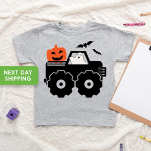 Main product mockup of Halloween Monster Truck Kids Shirt