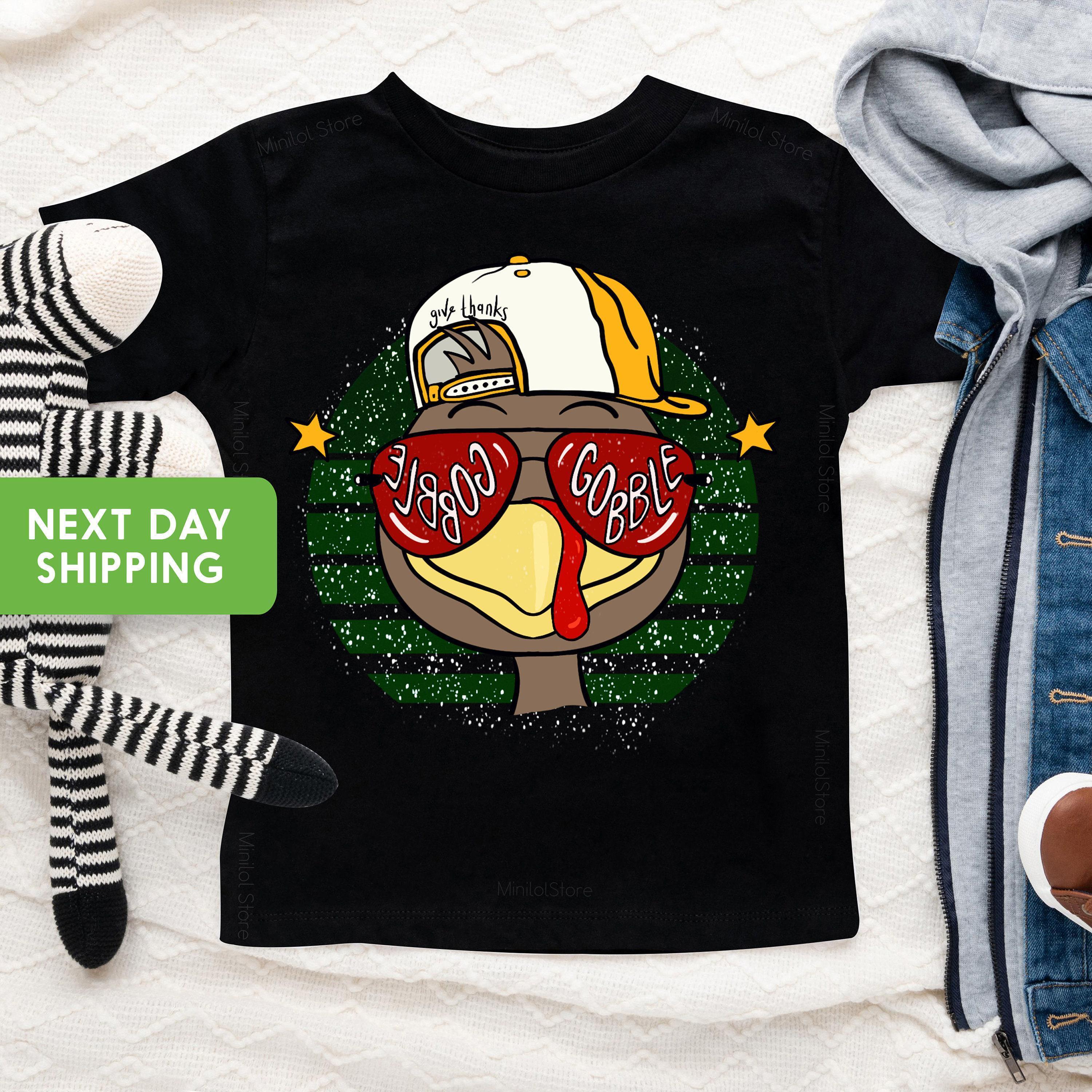 Lifestyle mockup featuring Gobble Gobble Thanksgiving Toddler Shirt – Style 2