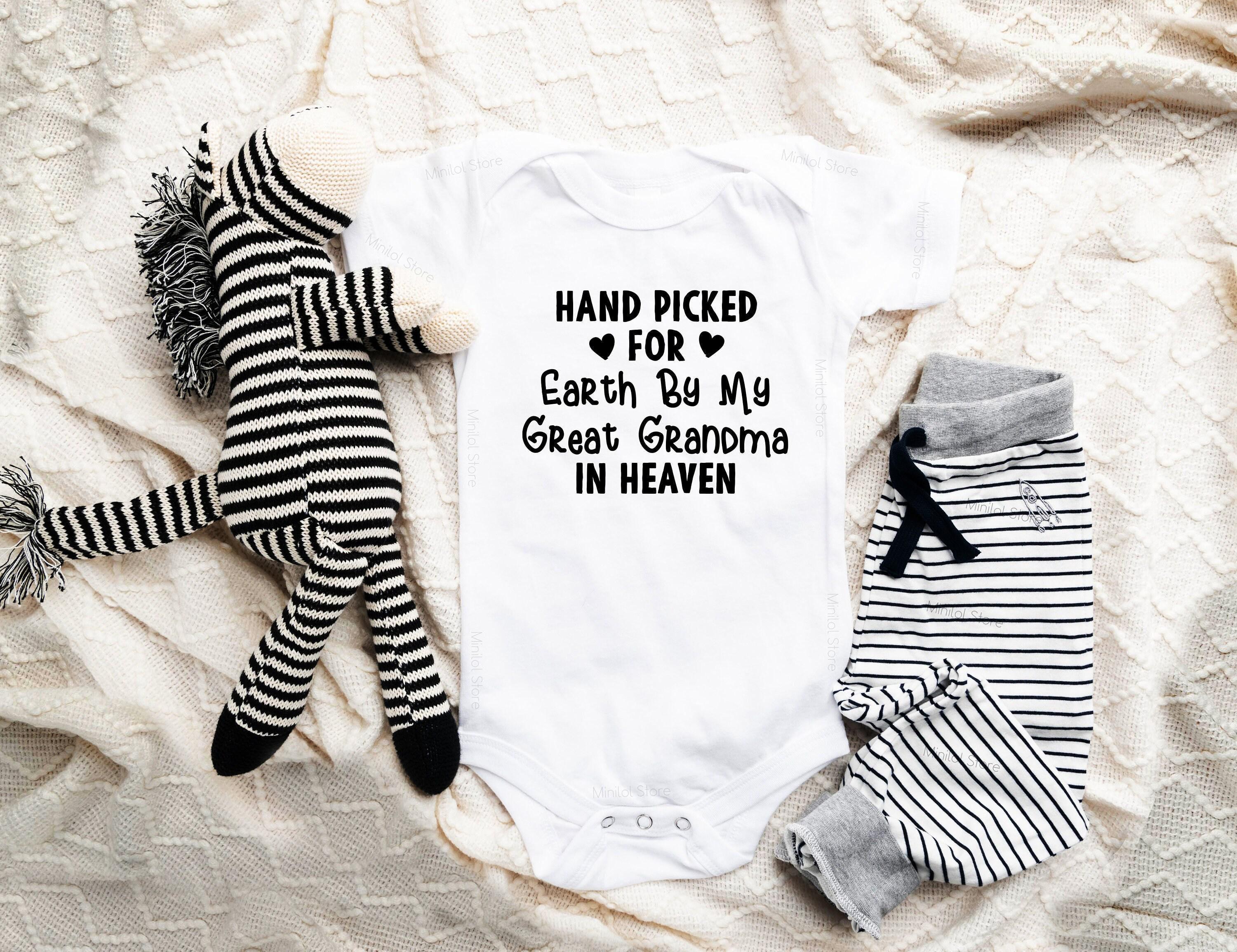 Handpicked for Earth by Great Grandma in Heaven rainbow design on Baby Short Sleeve Onesie®