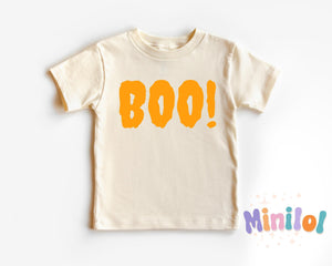 Close-up of the Boo Halloween apparel design