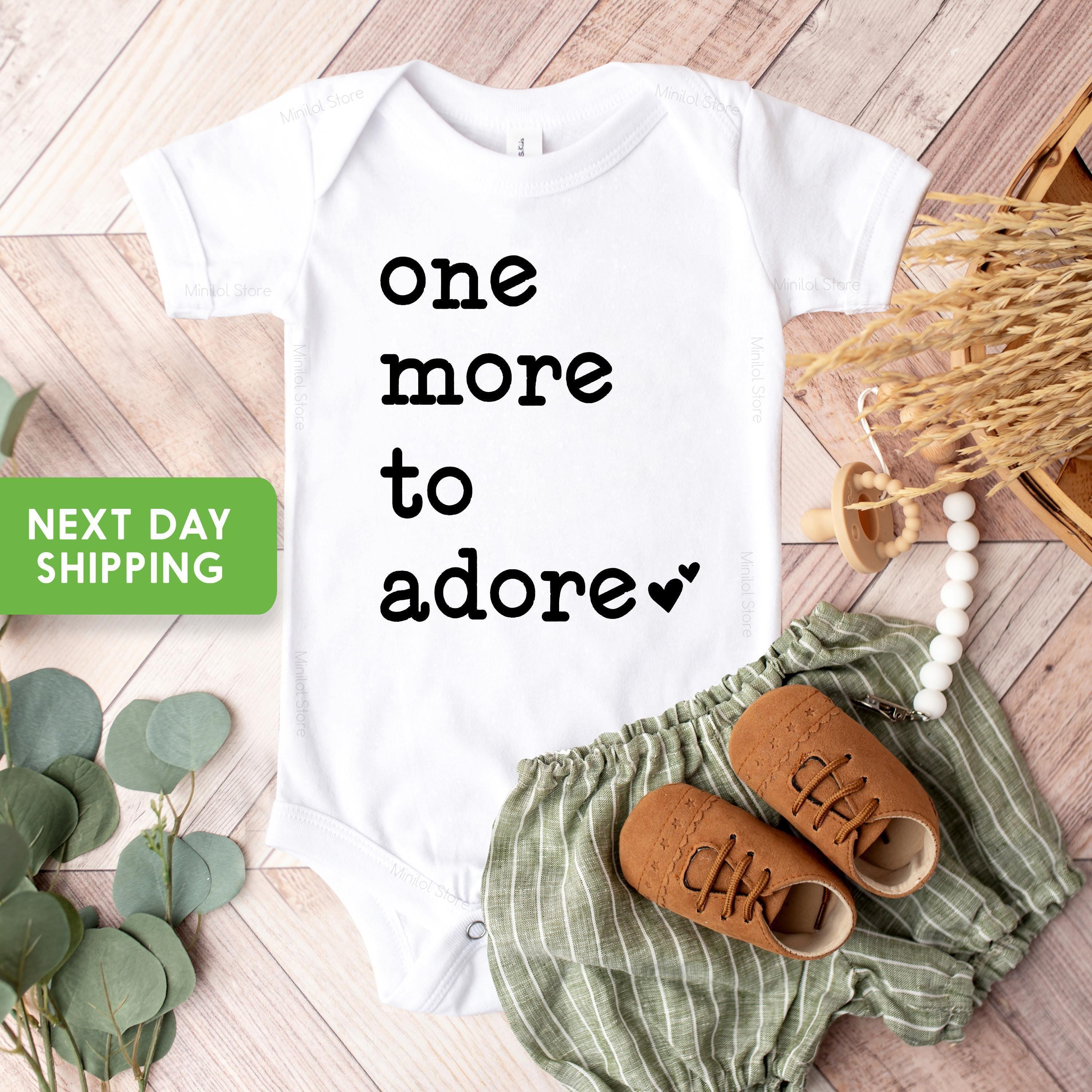 Main pregnancy announcement product mockup for One More to Adore Personalized Pregnancy Announcement Baby Announcement