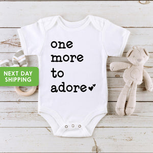 Personalized One More to Adore typographic design on Baby Short Sleeve Onesie®