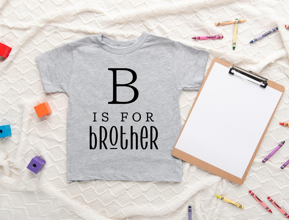 B Is for Big Brother typographic design on Baby Short Sleeve Onesie®