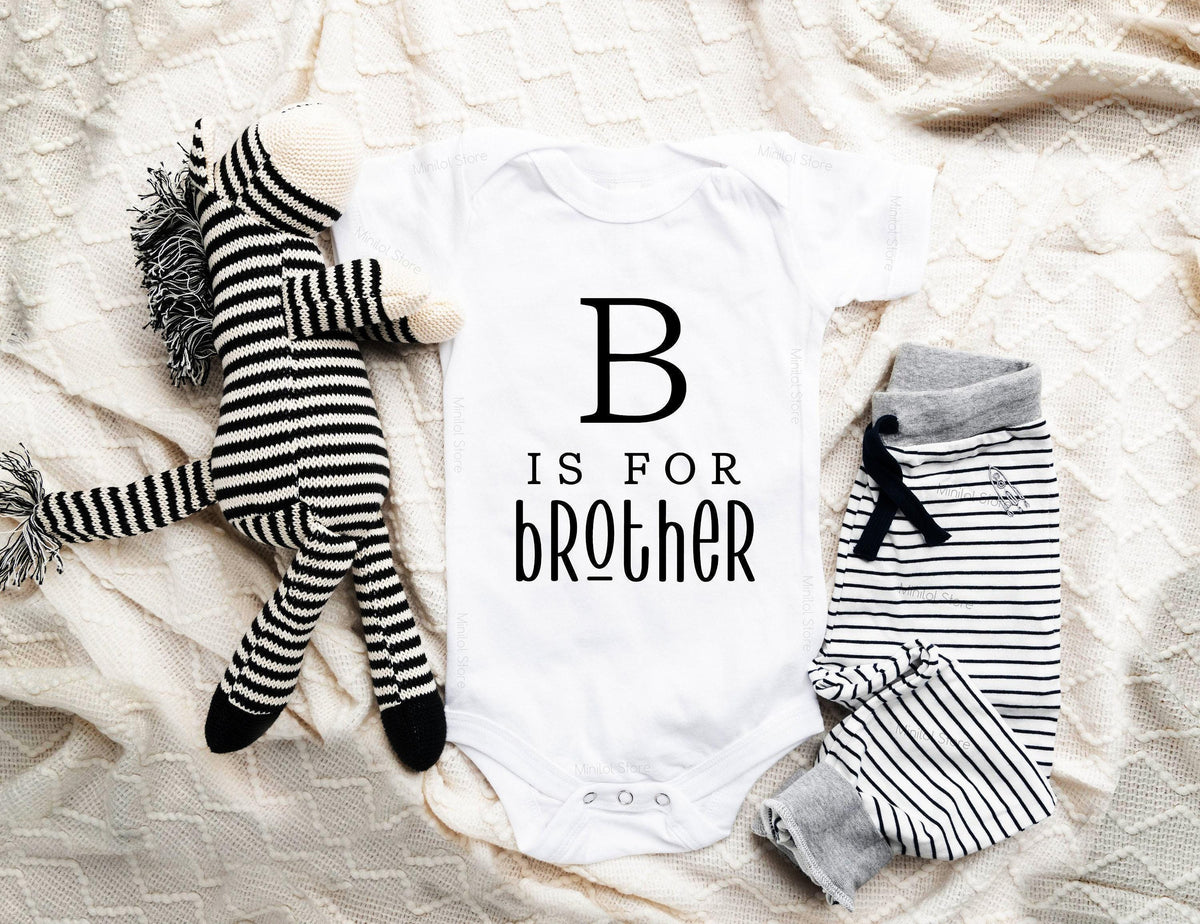 B Is for Big Brother typographic design on Baby Short Sleeve Onesie®