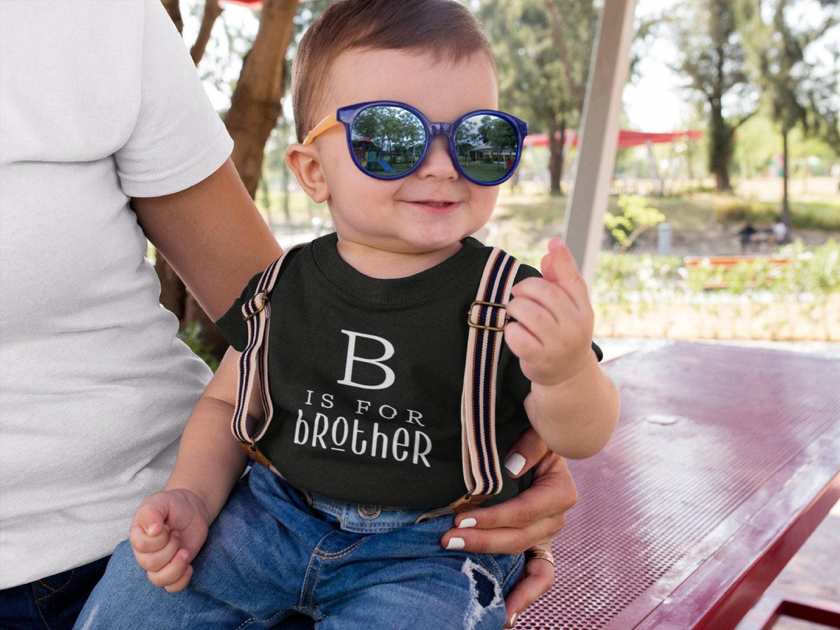 B Is for Big Brother typographic design on Baby Short Sleeve Onesie®