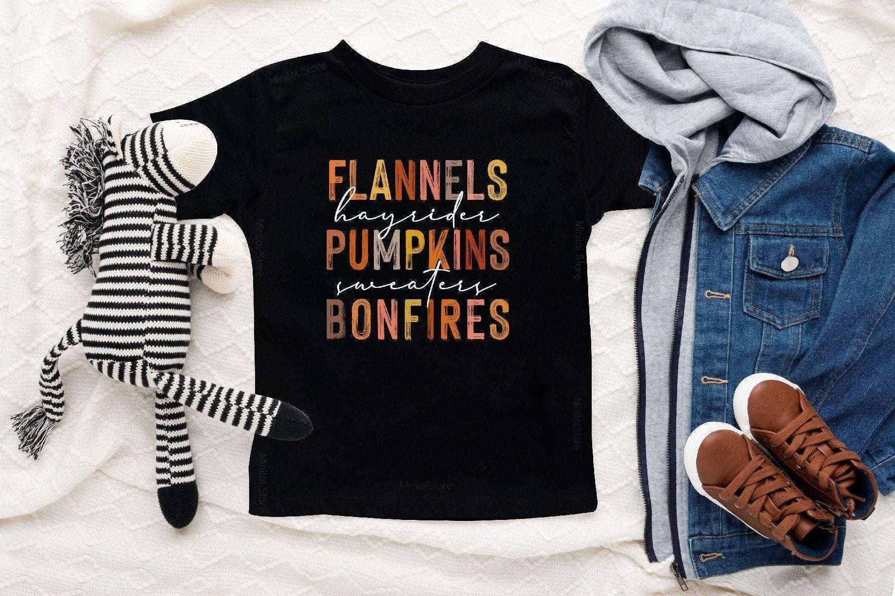 Baby bodysuit and kids shirt style options for Pumpkins, Hayrides & Bonfires