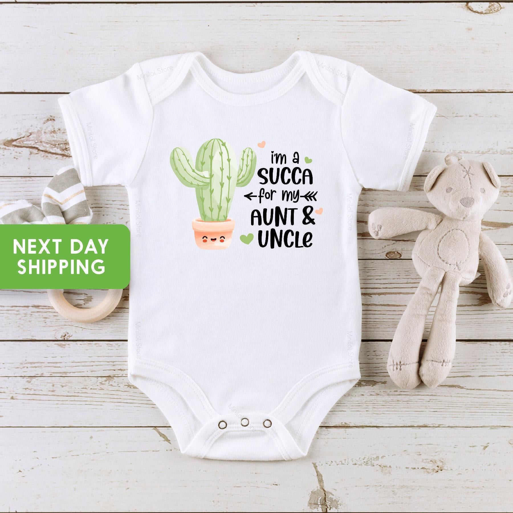 Close-up of the Aunt Uncle Announcement ®: Succa for My Aunt and Uncle baby announcement design