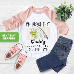 Proof Daddy Doesn't Fish All the Time fish design on Baby Short Sleeve Onesie®