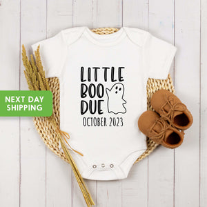 Main product mockup of Personalized October Halloween Baby Announcement Onesie®