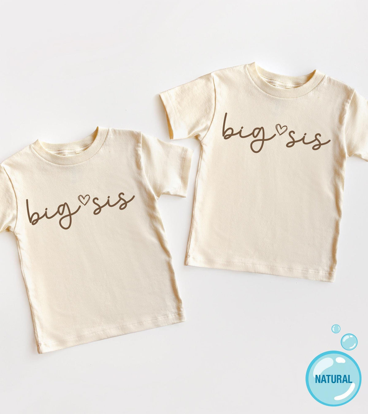 Big and Little Sis Matching typographic design on Baby Short Sleeve Onesie®