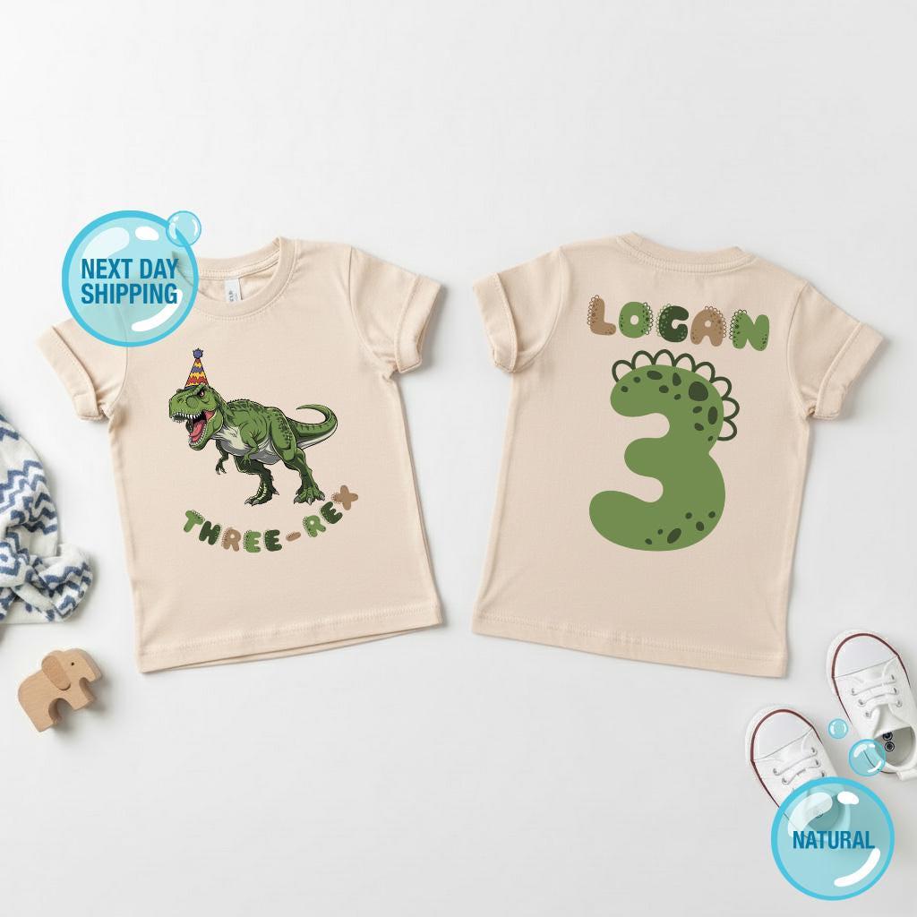 Dinosaur Third Birthday Kids Shirt birthday product image 1