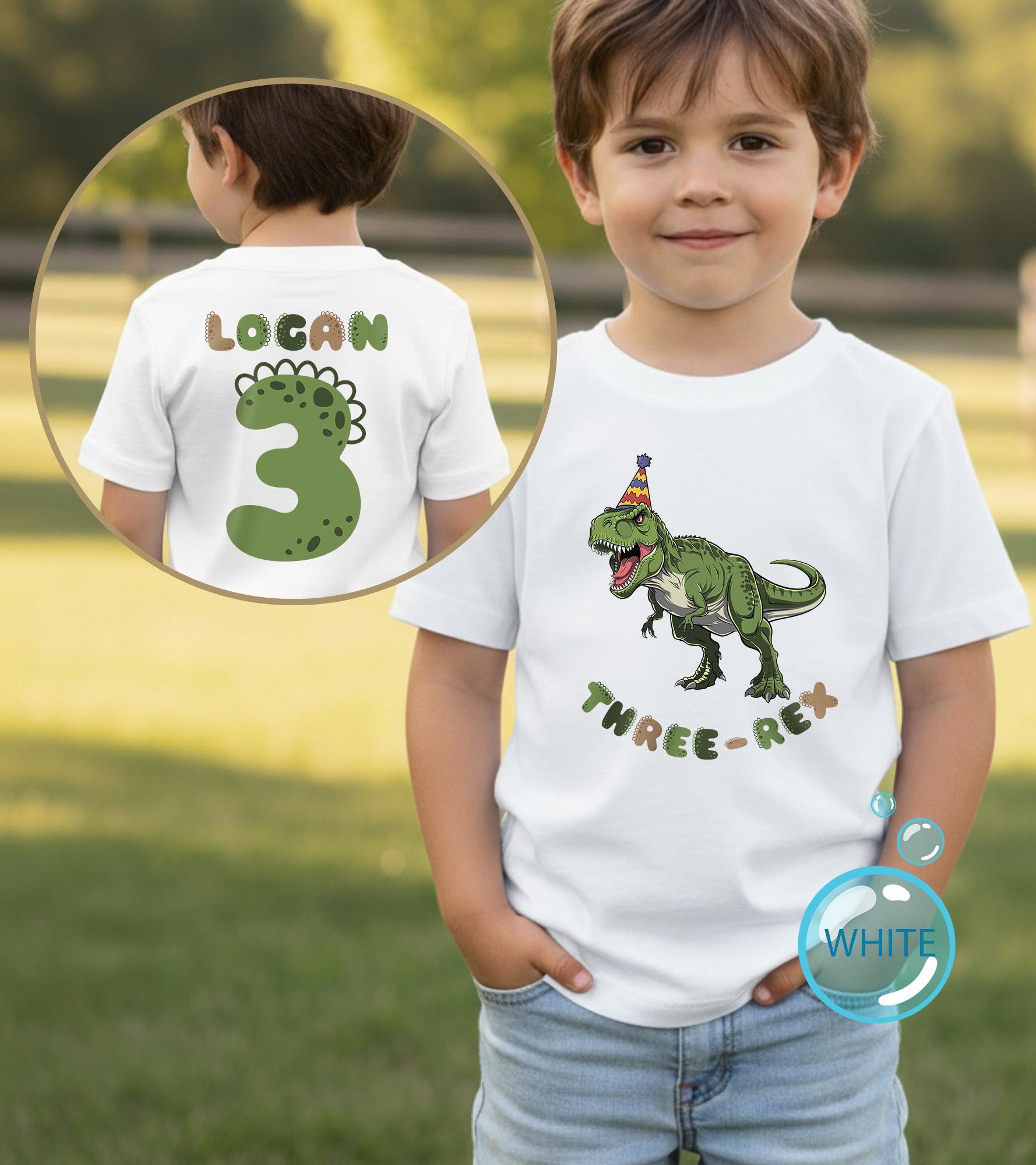 Dinosaur Third Birthday Kids Shirt birthday product image 2