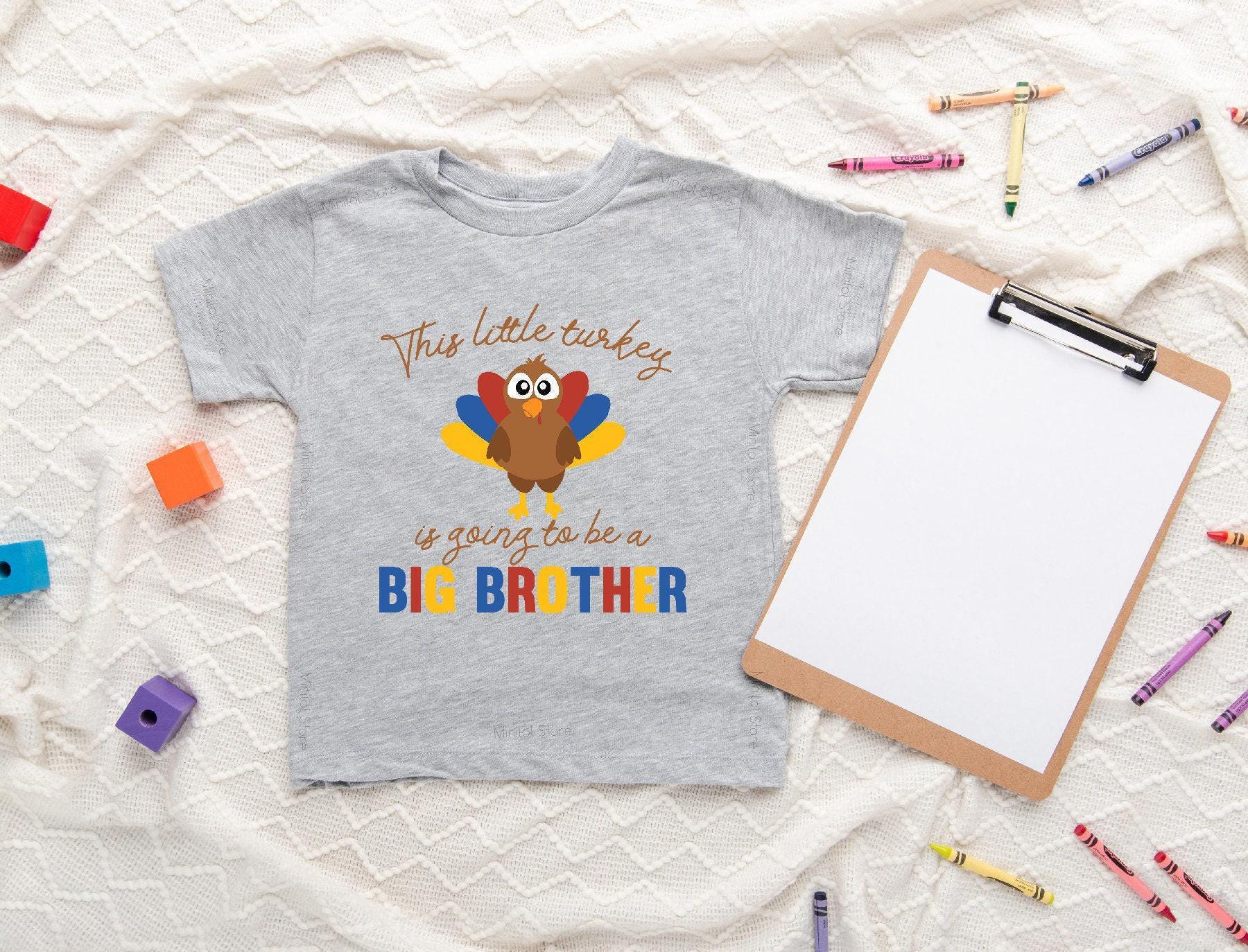 Close-up of the Little Turkey Big Brother Announcement Thanksgiving apparel design