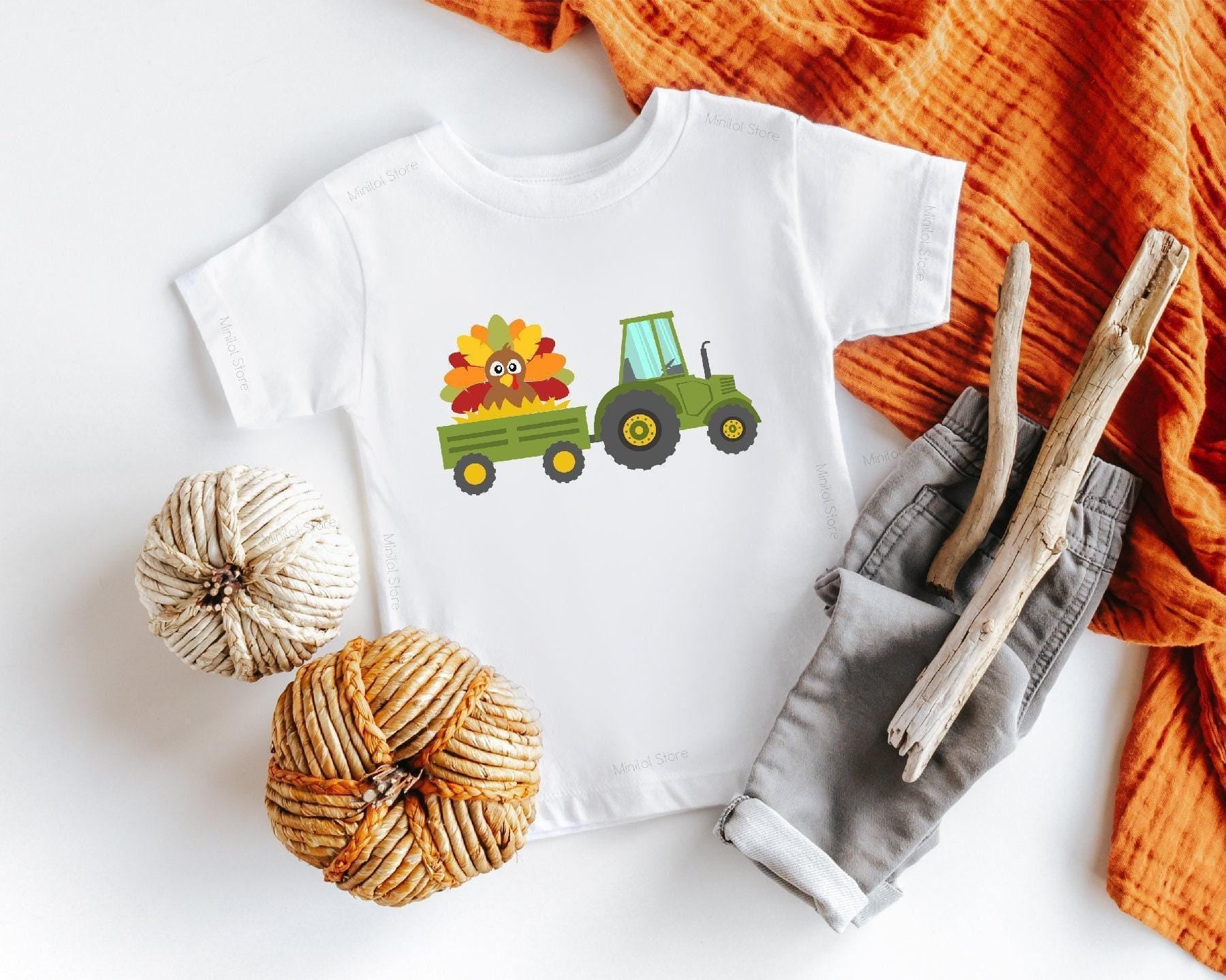 Close-up of the Turkey Tractor Thanksgiving apparel design