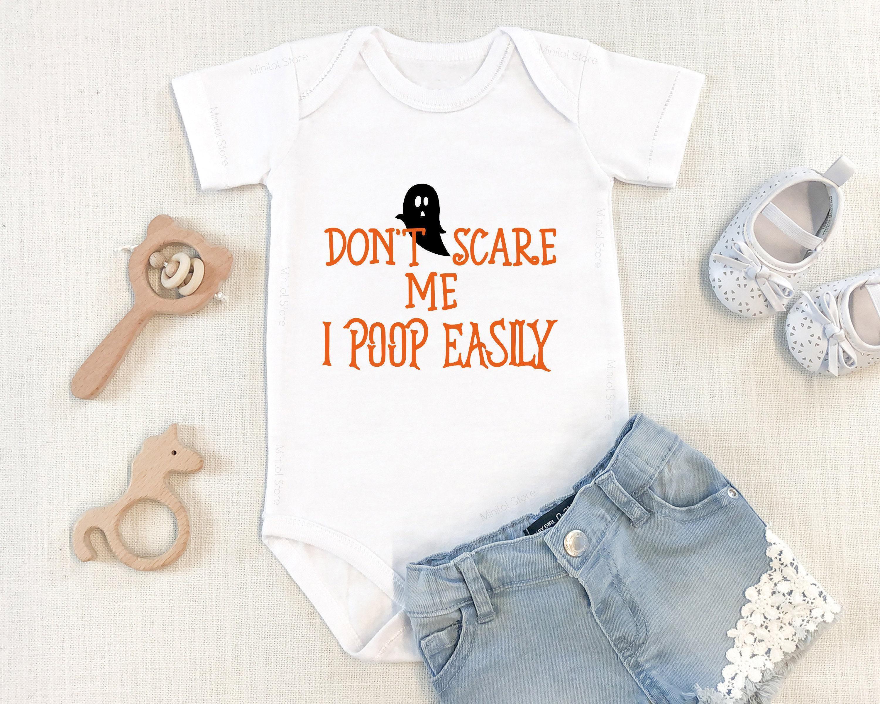 Alternate baby or kids garment view for Don't Scare Me, I Poop Easily Halloween Baby Onesie®