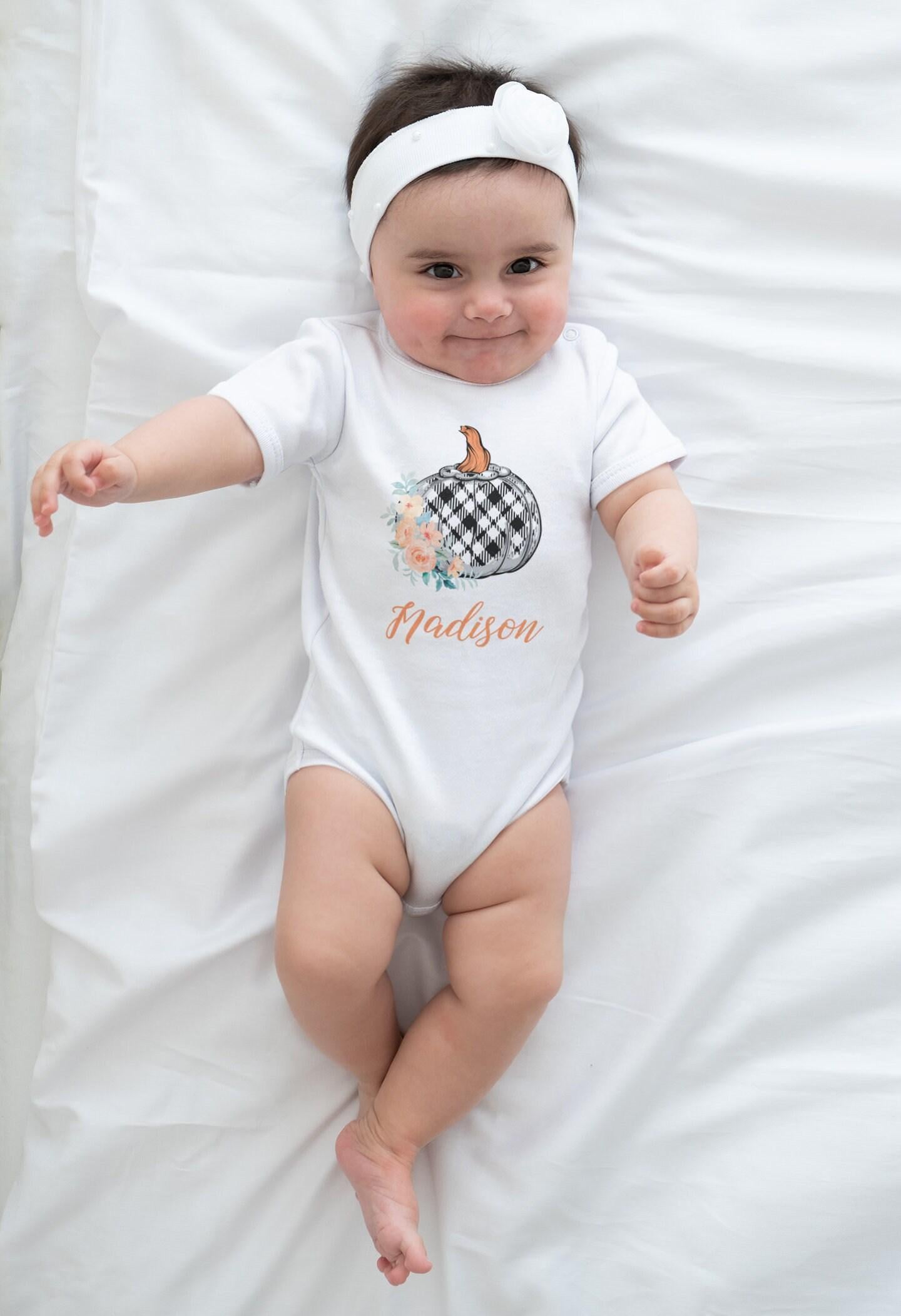 Baby bodysuit and kids shirt style options for Personalized Pumpkin