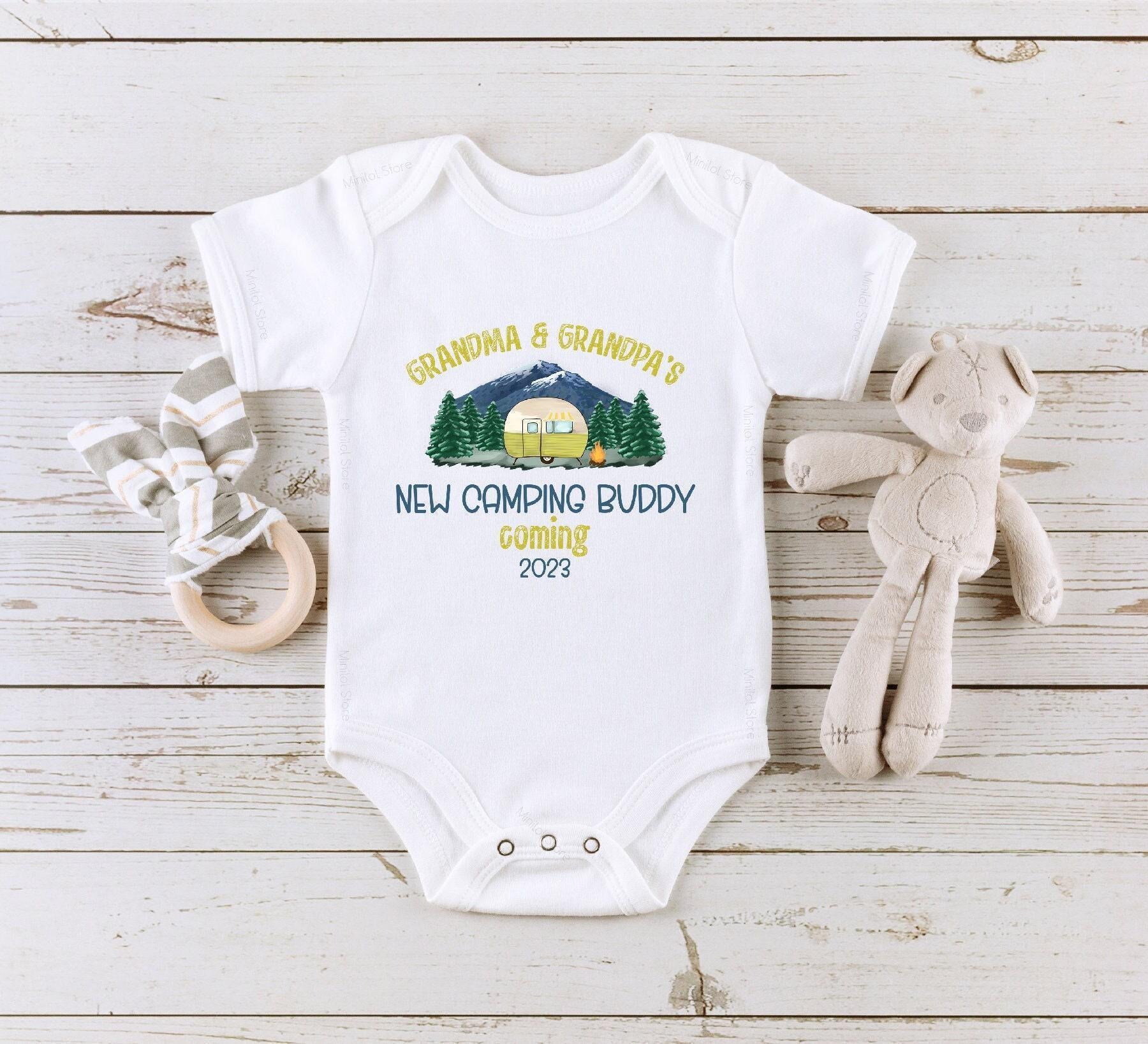 Main pregnancy announcement product mockup for Camping Pregnancy Announcement ® Grandparent Pregnancy Reveal Baby