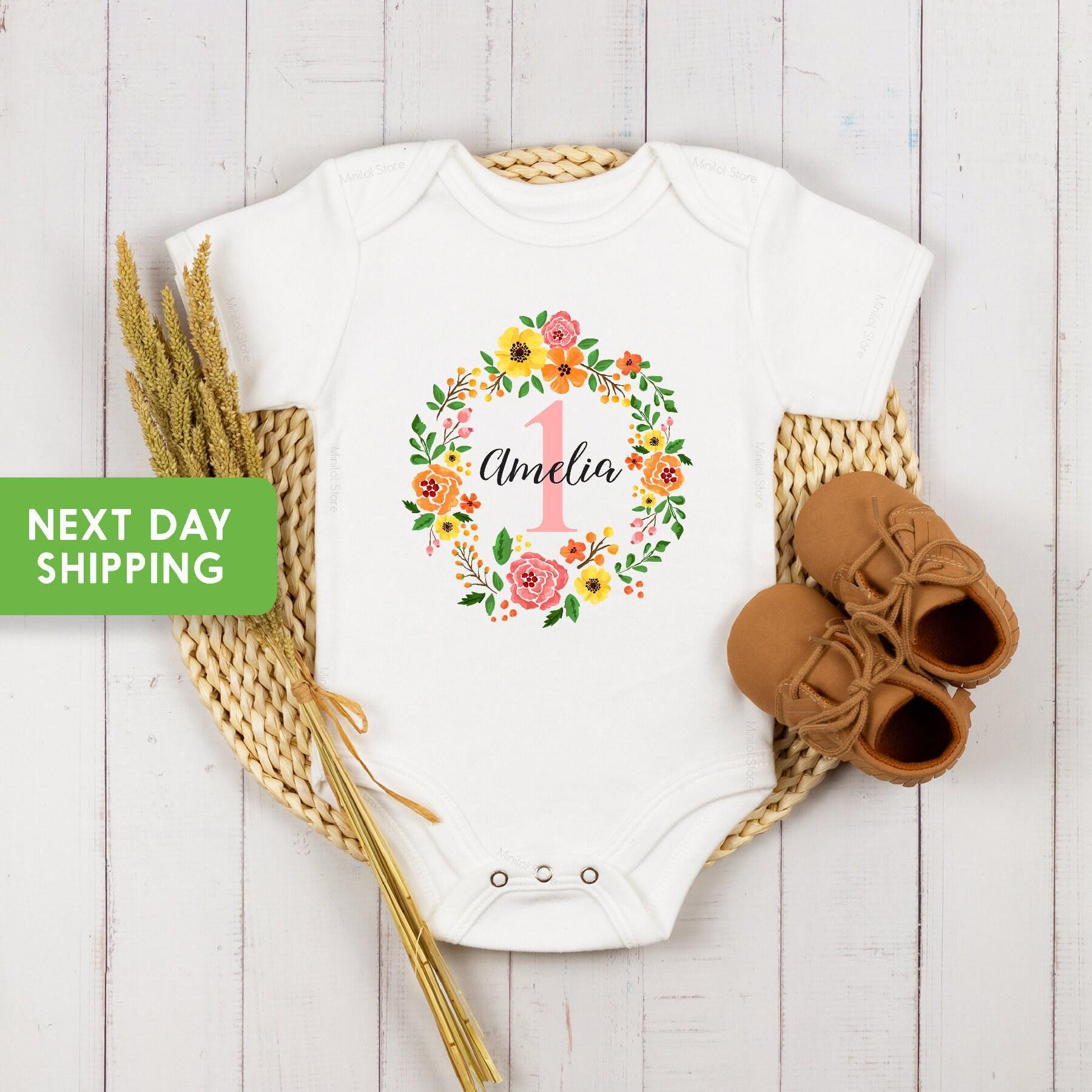 Personalized Floral First Birthday Shirt birthday product image 2