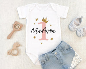 Floral First Birthday Girl Shirt birthday product image 1