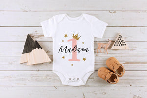 Floral First Birthday Girl Shirt birthday product image 3