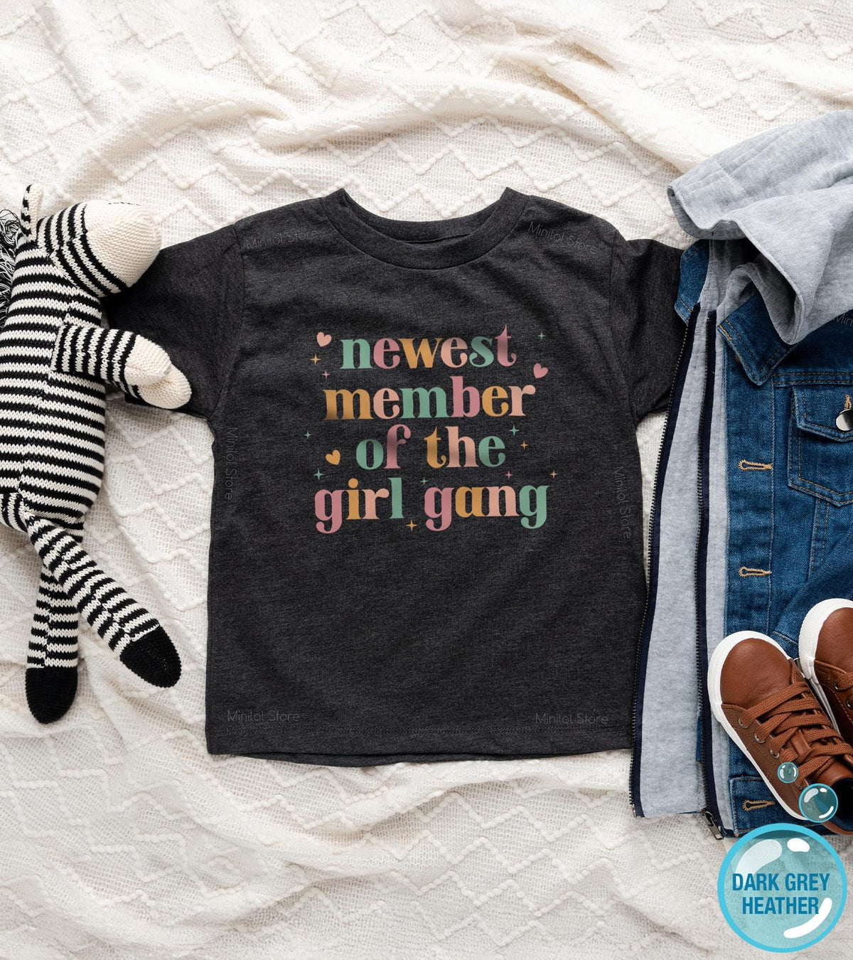 Newest Member of the Girl Gang book design on Baby Short Sleeve Onesie®