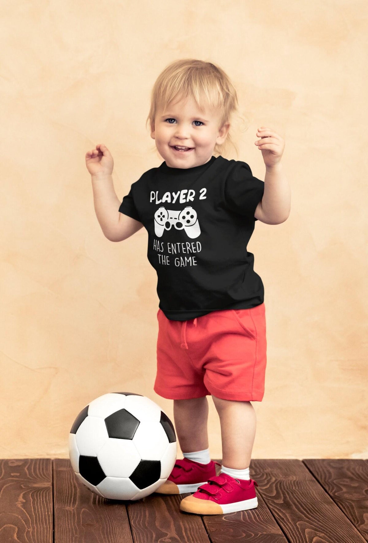 Player 2 Entered the Game game controller design on Baby Short Sleeve Onesie®